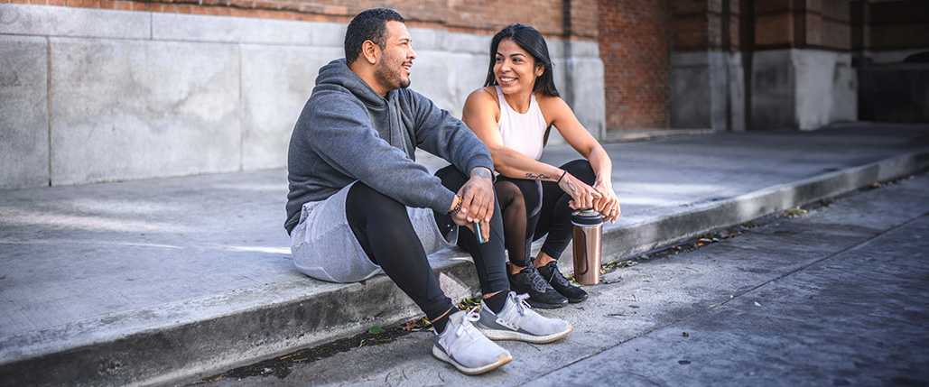 Couple resting after working out